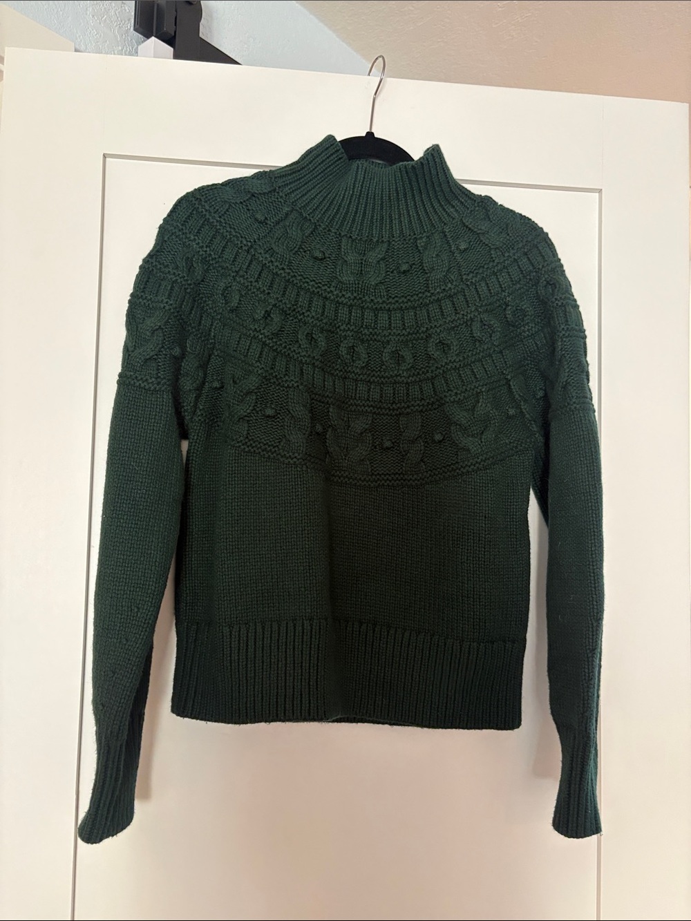 Banana Republic Dark Galactic Green Cable Knit Turtleneck Sweater Sz S